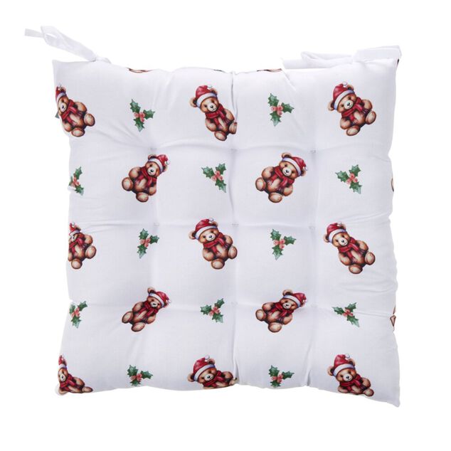 Galette de chaise carr&eacute; tissu motif No&euml;l 40x40cm (4 mod&egrave;les)