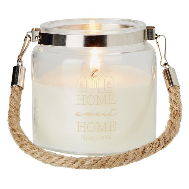 Bougie photophore avec anse corde Sylver orchid