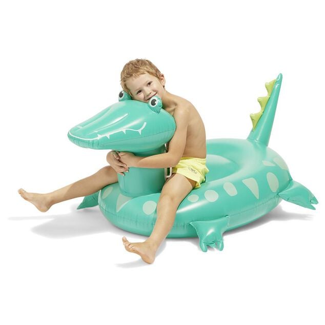 Crocodile &agrave; chevaucher gonflable Funky vert 139x66cm
