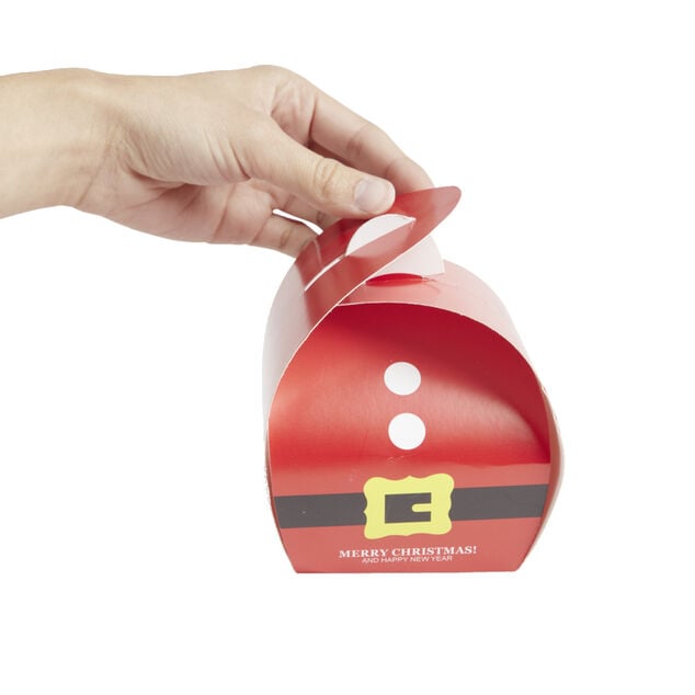 Lot de 4 bo&icirc;tes cadeaux forme tenue P&egrave;re No&euml;l 10x10xH10,5cm