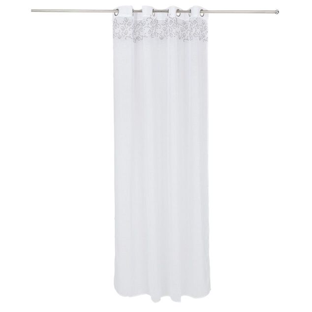 Voilage polyester 140x240cm imprimé gris et blanc