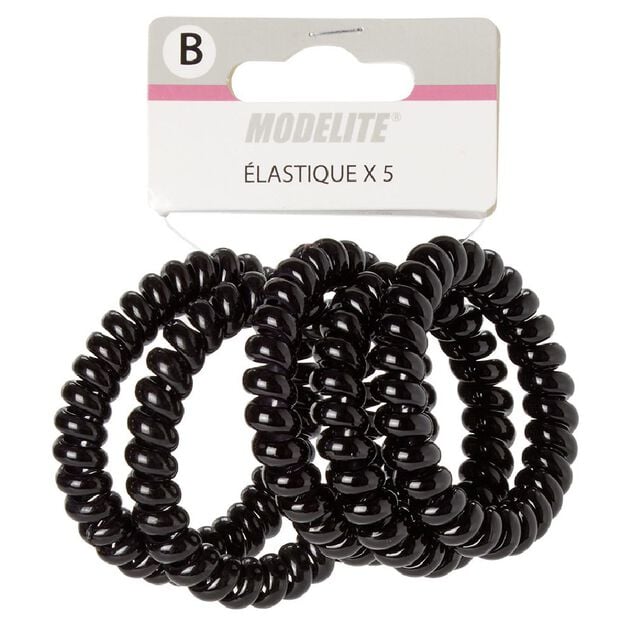 &Eacute;lastique spirale noir brillant x8