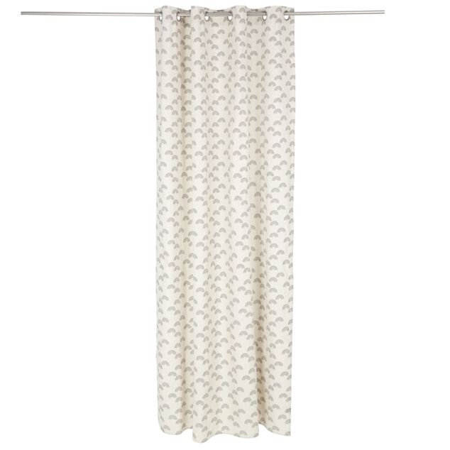 Rideau polycoton 140x240cm imprim&eacute; taupe noir