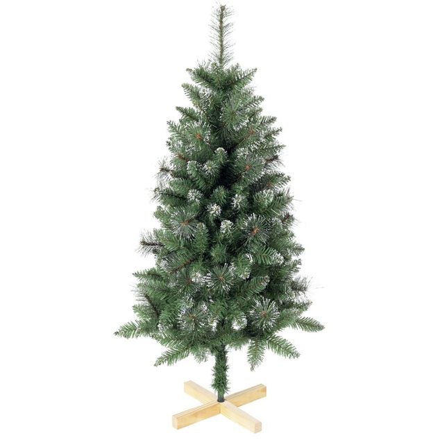 Sapin artificiel effet enneig&eacute; pied en bois 220 branches &Oslash;66xH120 cm