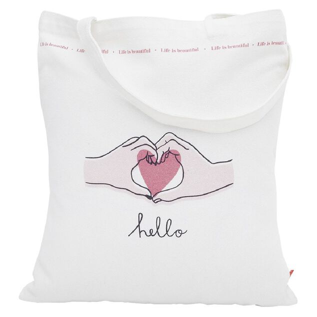 Coffret mug 330ml et tote bag coeur blanc et rose