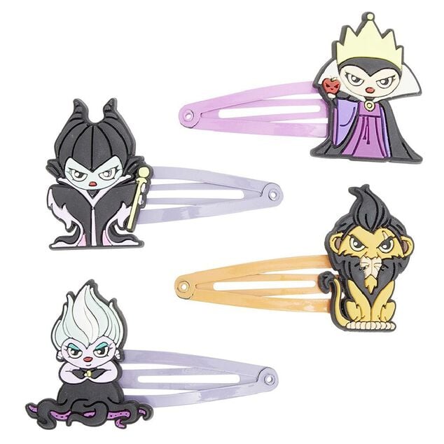 Barrette Disney Villains x4 - Mal&eacute;fique Scar Ursula Grimhilde