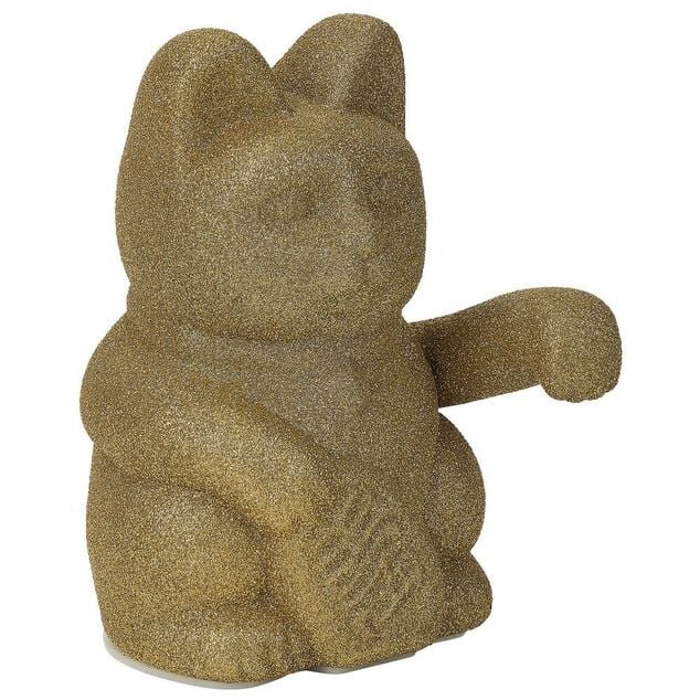 Chat porte-bonheur velours vert 11xH15x9cm