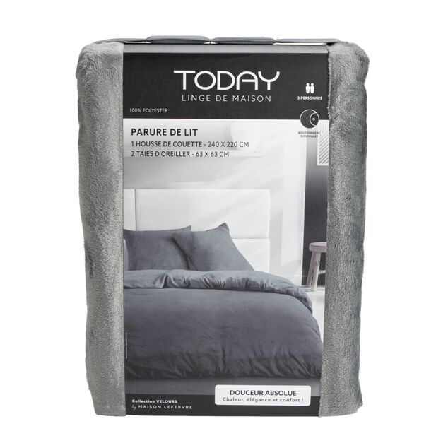 Parure de lit 220x240cm 2 personnes tissu velours (3 modèles)