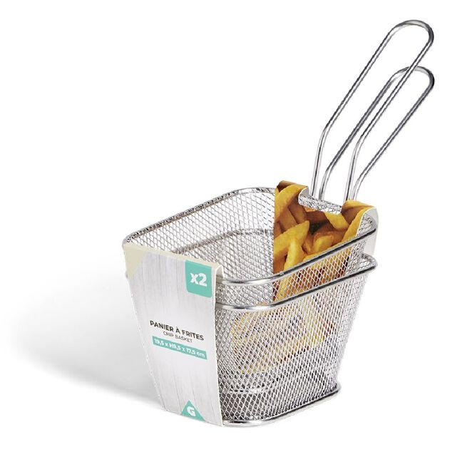 Lot de 2 paniers à frites inox argenté 19,5x17,5x8,5cm