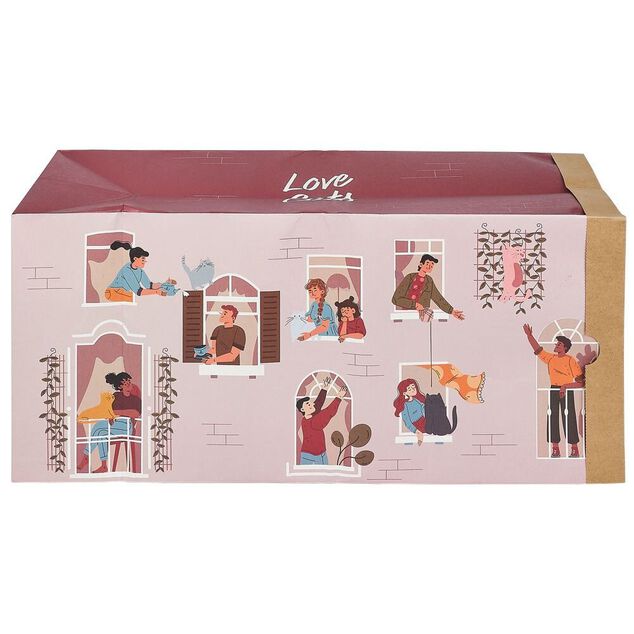 Tunnel de jeu pour chat carton motif maison 60x27xH22cm