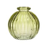 Vase rond en verre strié coloré translucide Ø8xH8cm (3 modèles)