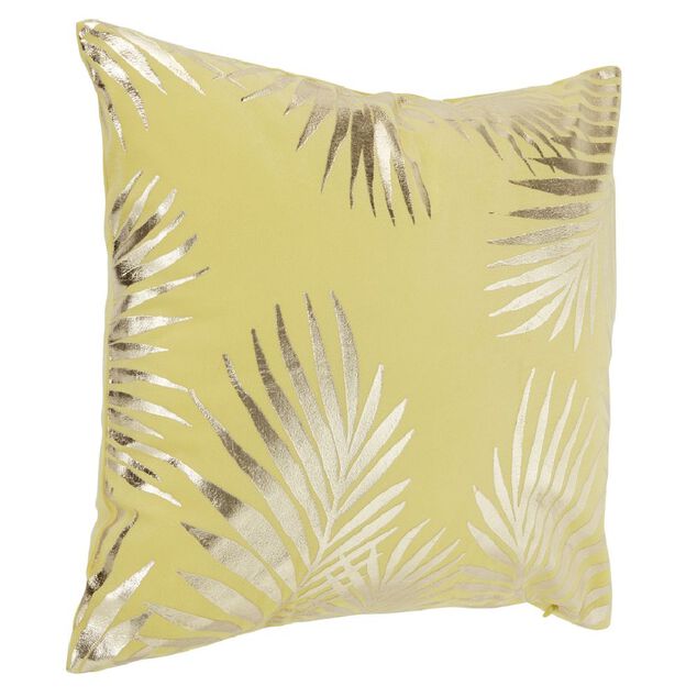 Housse de coussin imitation velours 40x40cm jaune moutarde motif argent&eacute;