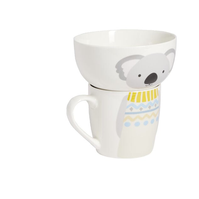Ensemble bol et mug en porcelaine motif enfant motif koala H15cm