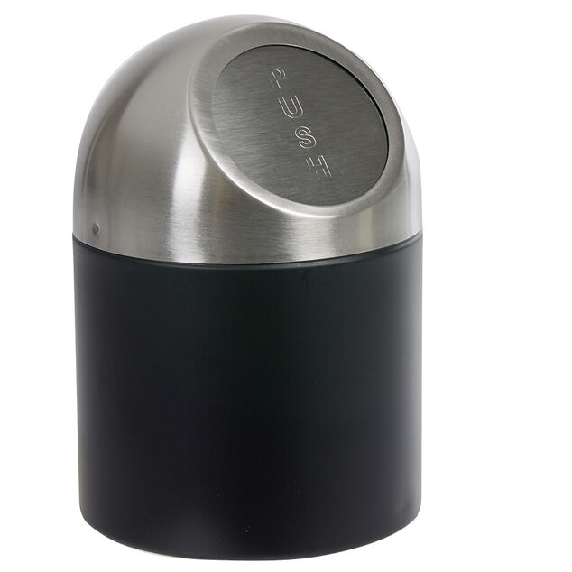 Mini poubelle de salle de bain m&eacute;tal noir gris