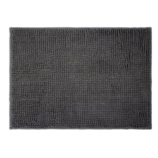 Tapis de salle de bain chenille gris 65x45 cm