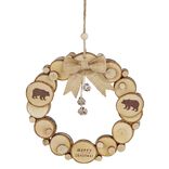 Couronne &agrave; suspendre Merry Christmas rondin de bois