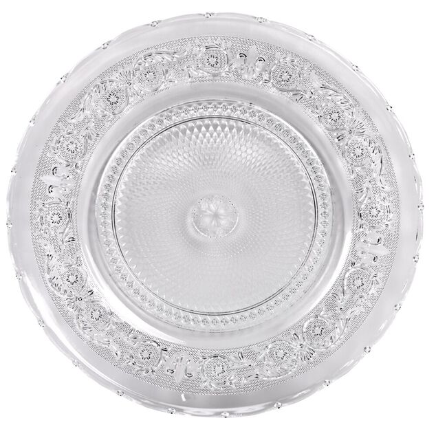 Assiette de pr&eacute;sentation ronde verre transparente cisel&eacute;e &Oslash;30cm