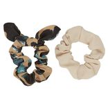 Chouchou noeud beige et motif l&eacute;opard x 2