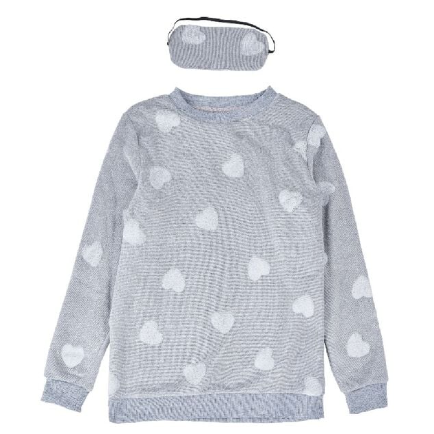 Ensemble pyjama hiver motif coeur avec masque de nuit