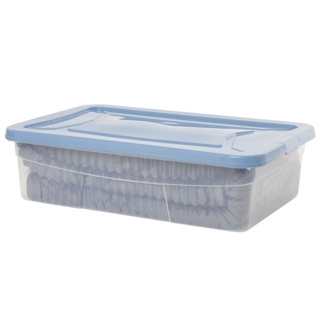 Box dessous de lit transparent et bleu 30L