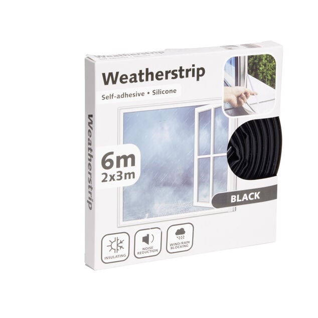 Joint d'isolation adhésif silicone plat pour porte et fenêtre 6m noir