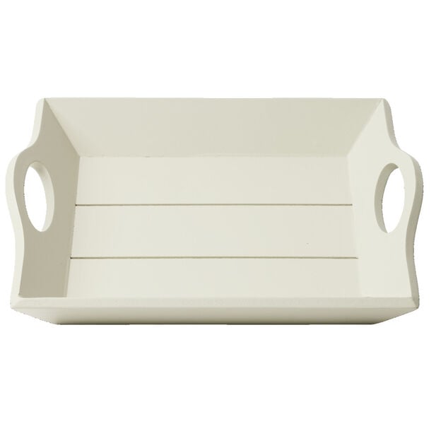 Plateau d&eacute;coratif en bois avec poign&eacute;e 22,5x20xH4cm (3 mod&egrave;les)