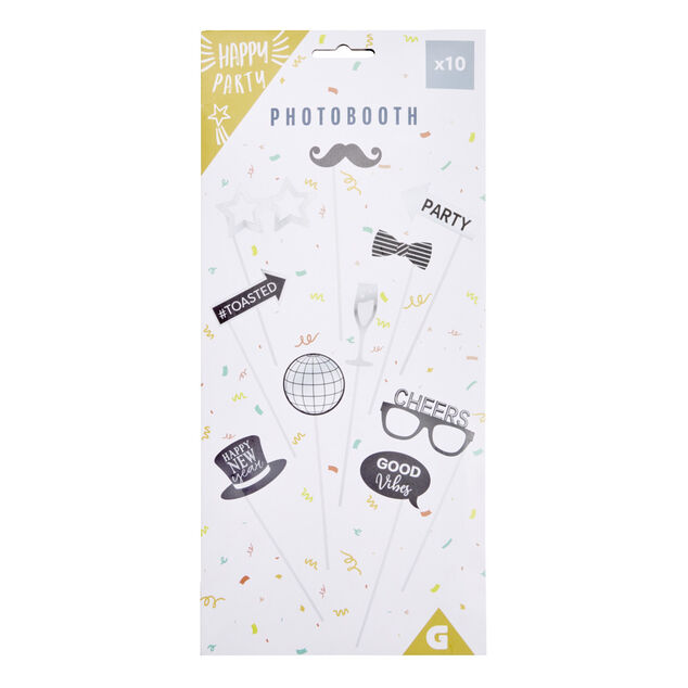 Accessoires festifs photobooth thème disco 10 pièces