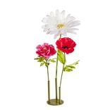 Socle repose-fleur 3 tiges m&eacute;tal vert olive &Oslash;29,5xH40,5cm