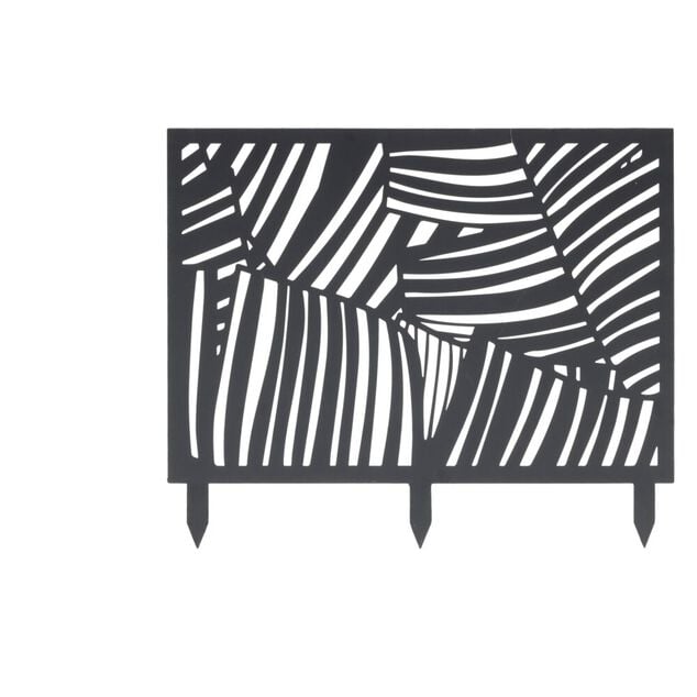 Bordure de jardin m&eacute;tal design feuillage ajour&eacute; noir 50xH41,5 cm