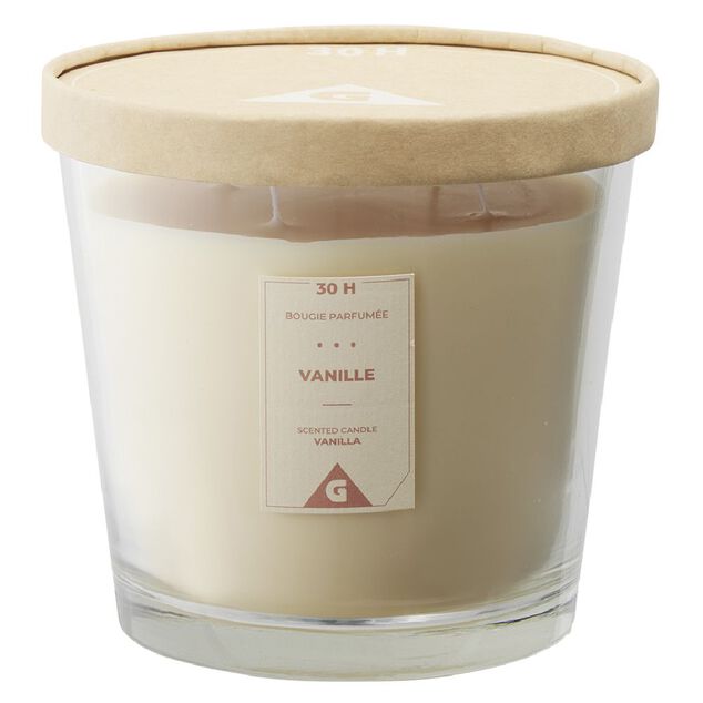 Bougie parfum&eacute;e dans verre senteur vanille &Oslash;13,5xH12,5cm 30H