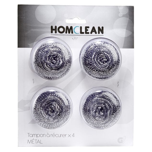 Tampon à récurer boule en inox x 4