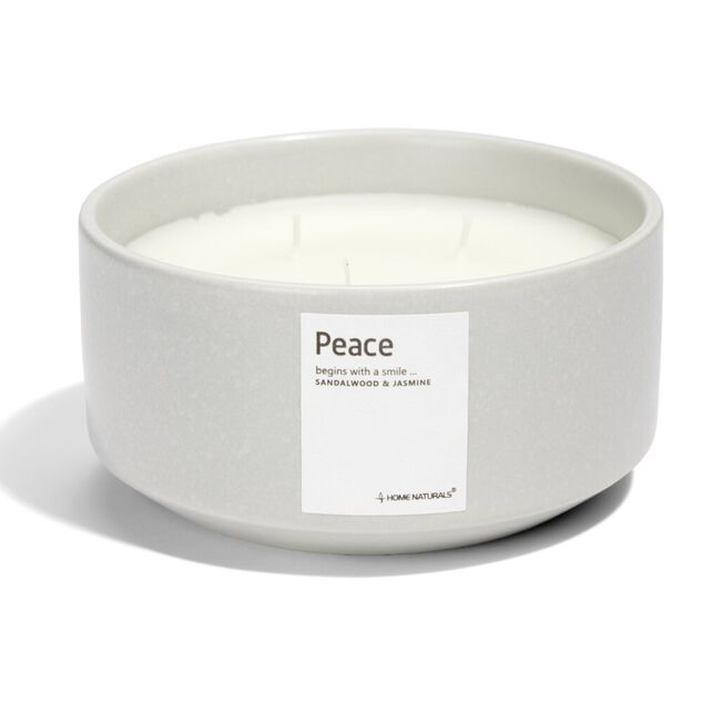 Bougie Peace pot c&eacute;ramique &Oslash;13xH6cm gris