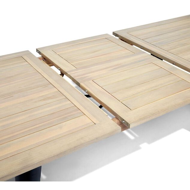 Table extensible Fabrik 6/8 personnes acacia naturel et m&eacute;tal noir 180/240x100xH75cm