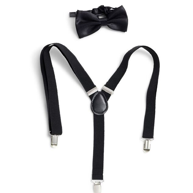 Bretelles fantaisie unies avec noeud papillon (2 mod&egrave;les)