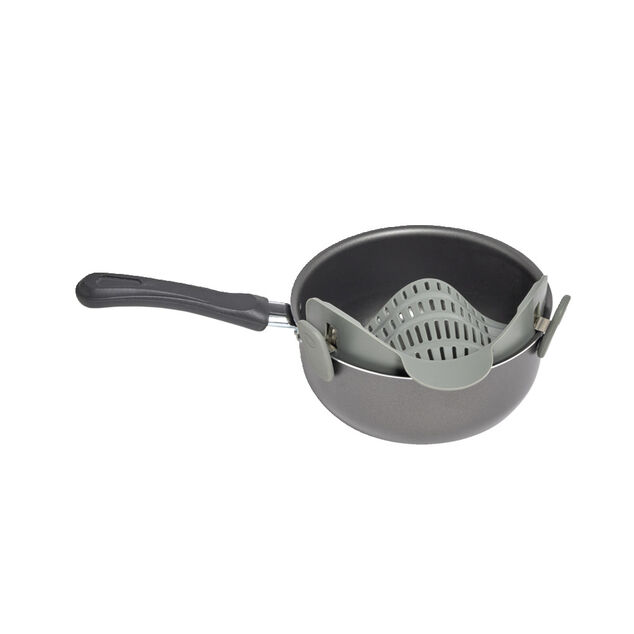 Passoire casserole &agrave; clips silicone gris