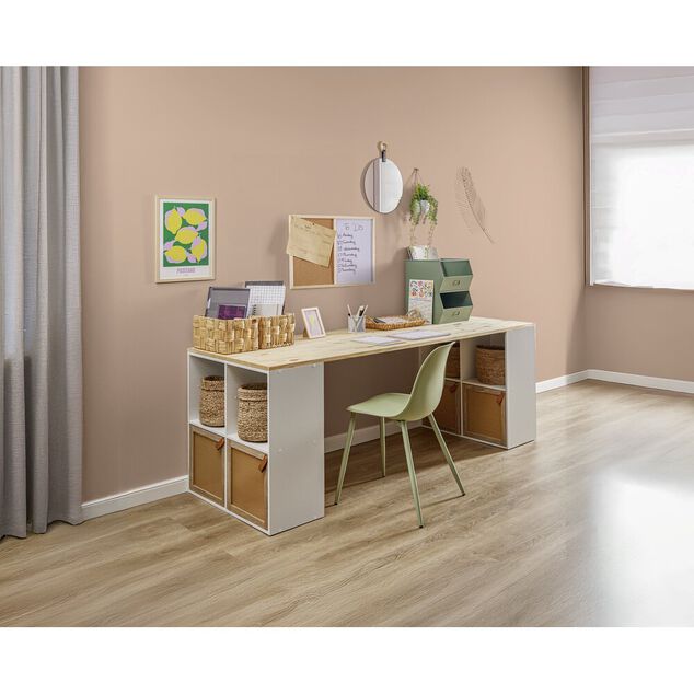 Porte cannage Box Cube 32,2x32,2x1,2cm bois marron