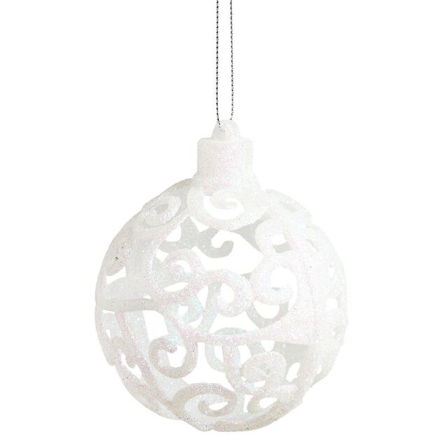 Boule de No&euml;l baroque blanc &Oslash;8cm x3