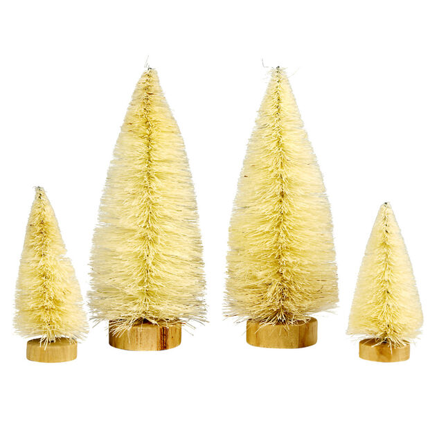Lot de 4 mini sapins d&eacute;coratifs - 2 mod&egrave;les vert ou blanc
