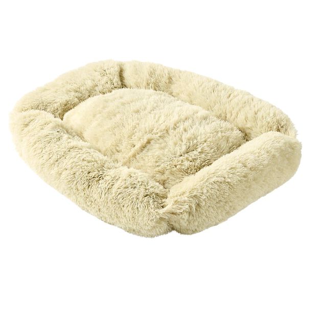 Couchage rond pour animal polyester et coton L90X70XH20 cm taupe