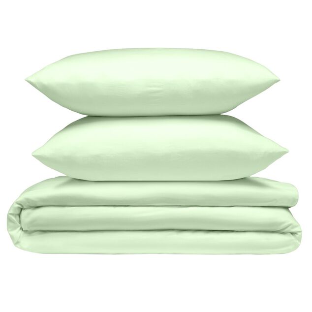 Parure de lit 2 personnes 240x220cm avec 2  taies polyester uni vert