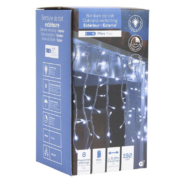 Bordure de toit lumineuse extérieur 192 LED blanches