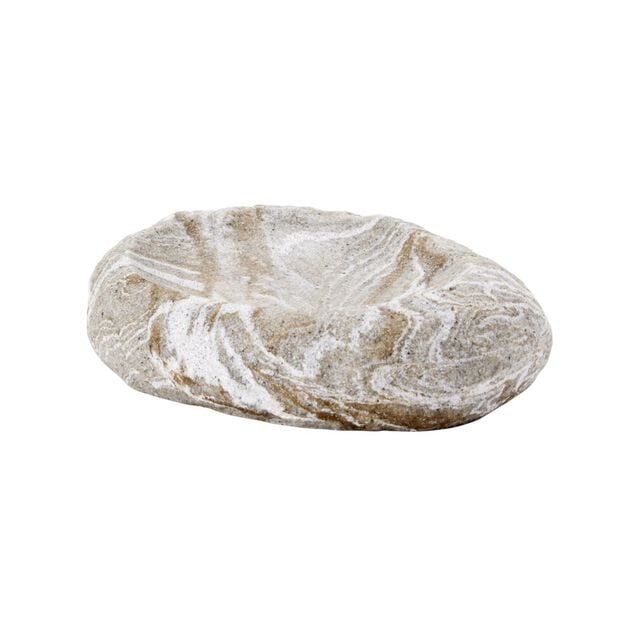 Porte-savon ovale effet pierre plastique gris et marron 9x11,5cm
