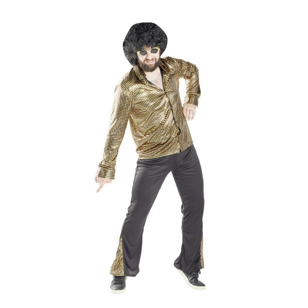 Déguisement homme disco noir et doré pour homme 2 pièces Taille unique