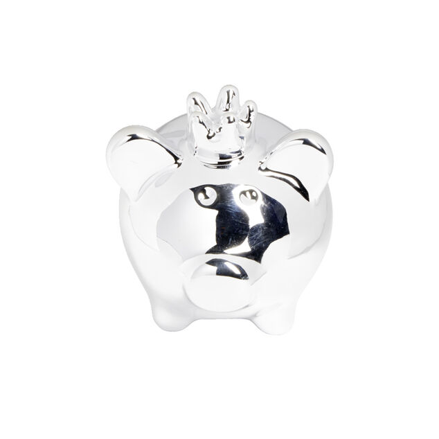 Tirelire cochon argent&eacute; 9x7xH8,3cm