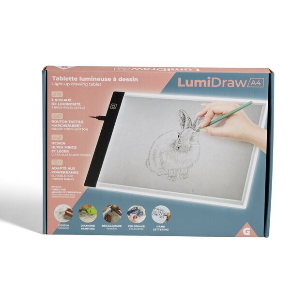 Tablette lumineuse &agrave; dessin LED format A4