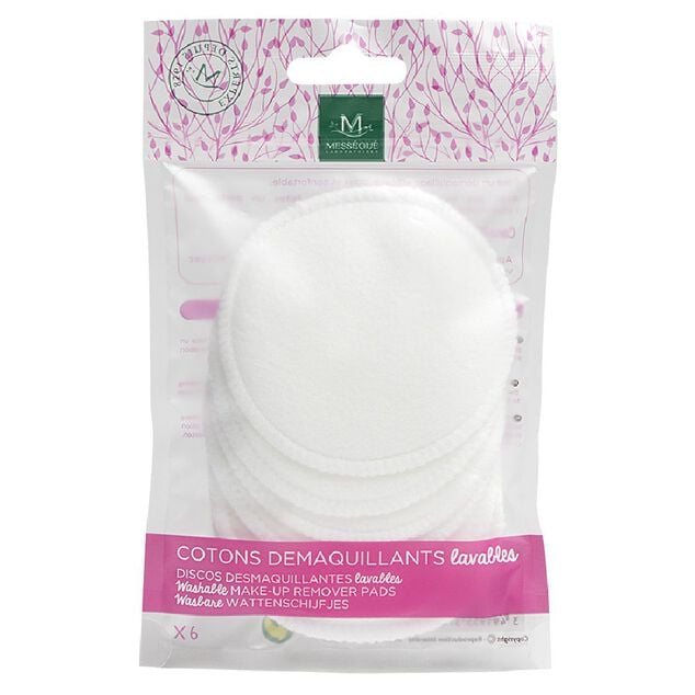 Lingette d&eacute;maquillante coton r&eacute;utilisable x6