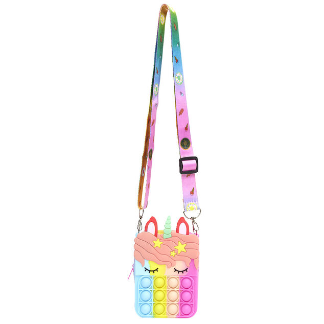 Sac bandouli&egrave;re enfant pop it licorne 9x4xH13,5cm (3 mod&egrave;les)