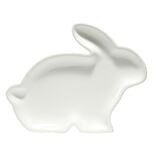 Plat d&eacute;coratif forme lapin en dolomite 18,5x24cm (2 mod&egrave;les blanc ou vert)