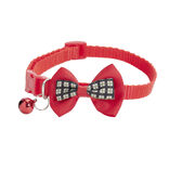 Collier chat ajustable clochette et noeud papillon rouge
