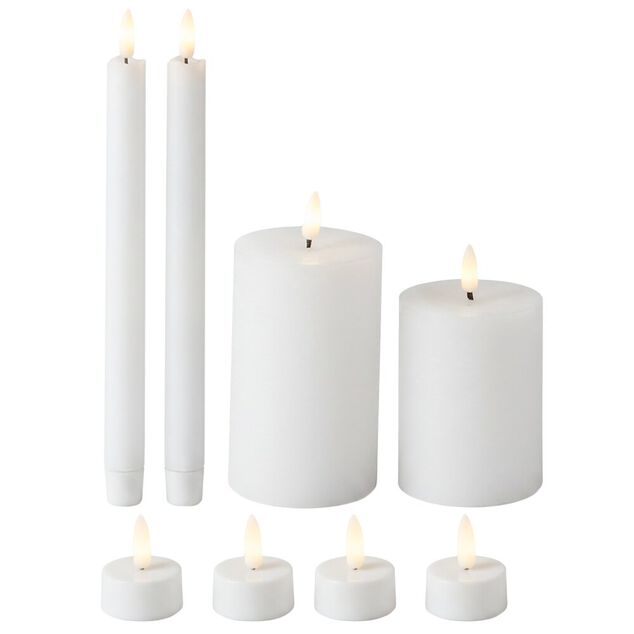 Bougie LED X9 pcs L22X9XH25 cm plastique blanc